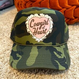 Camouflage 'Cowgirl at Heart' Trucker Hat brand new never worn